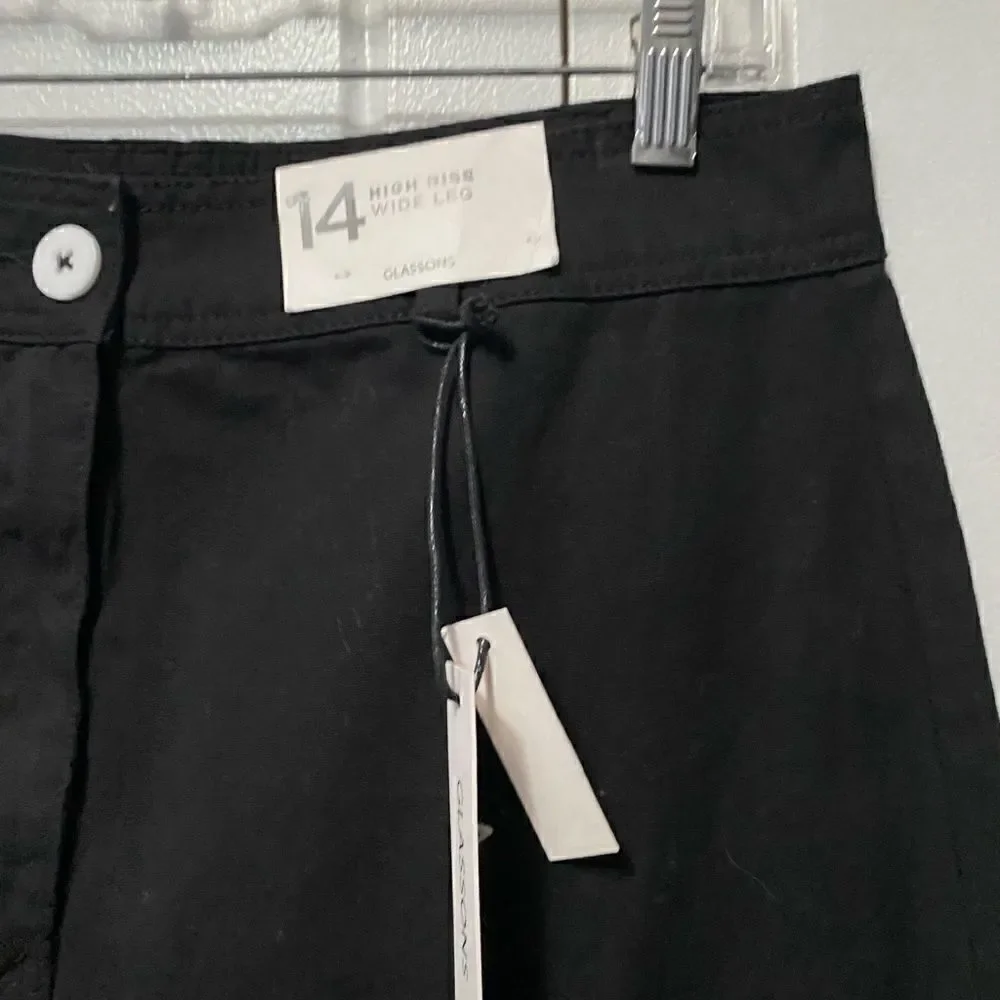 NWT Glassons High Rise Wide Leg 100% cotton slacks 14